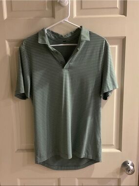 lululemon athletica Mint Green Striped Polo